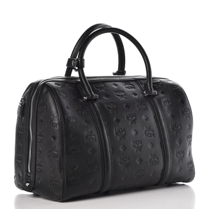 MCM Calfskin Ottomar Monogram Boston Bag Black 3 of 10