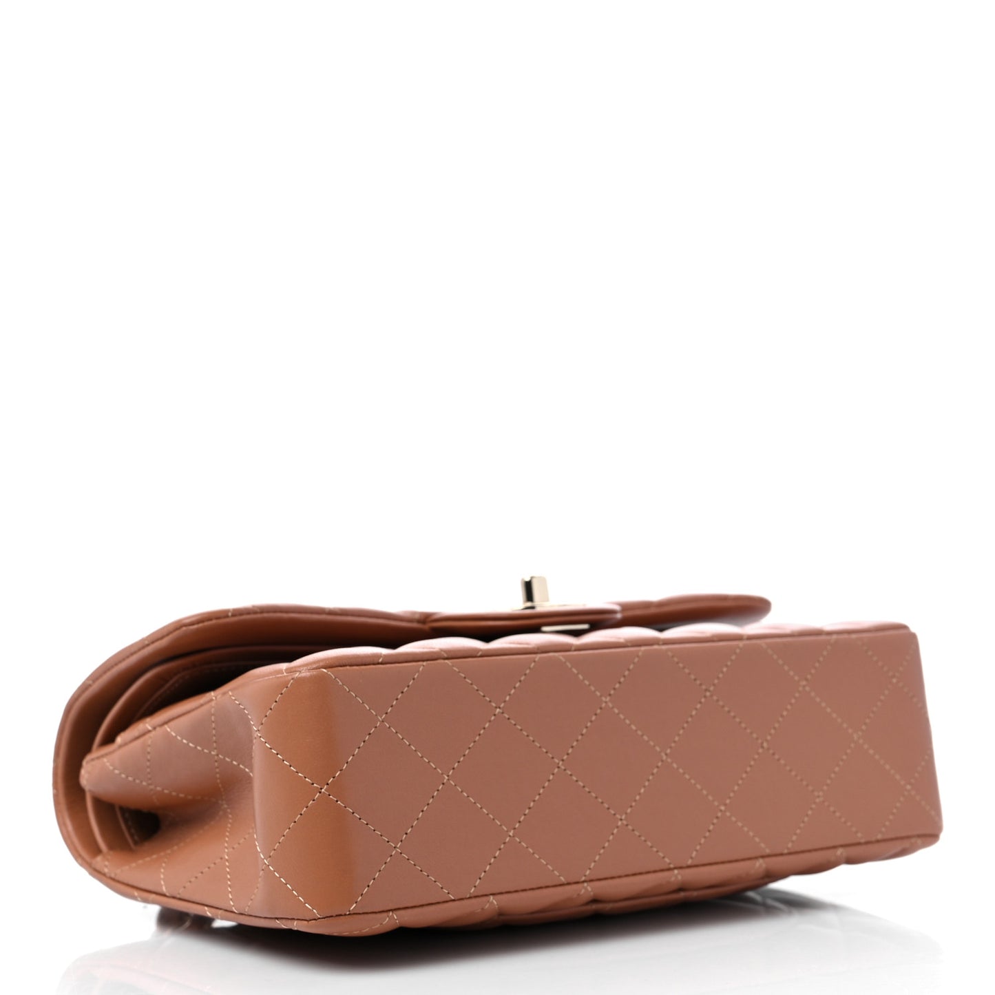 Lambskin Quilted Small Double Flap Brown