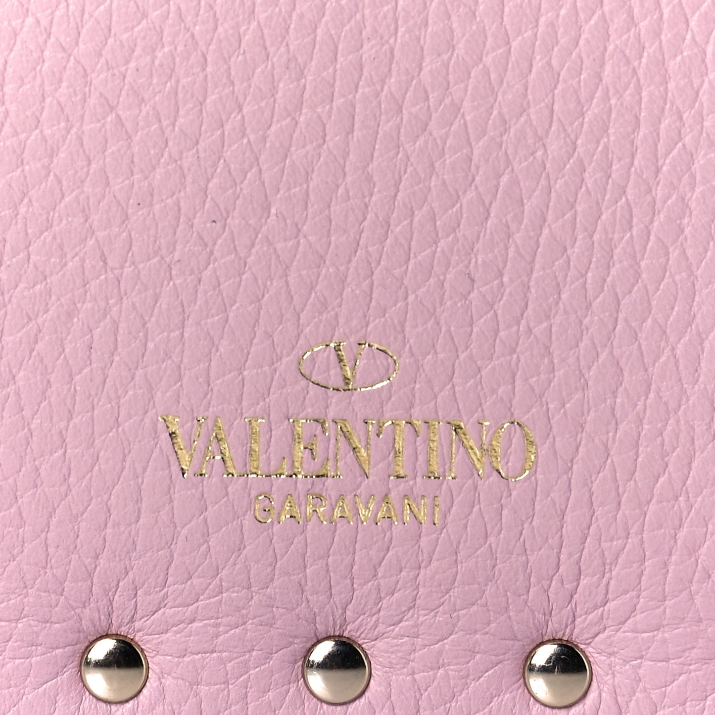 Pebbled Calfskin Medium Rockstud Envelope Flat Wristlet Pouch Water Rose