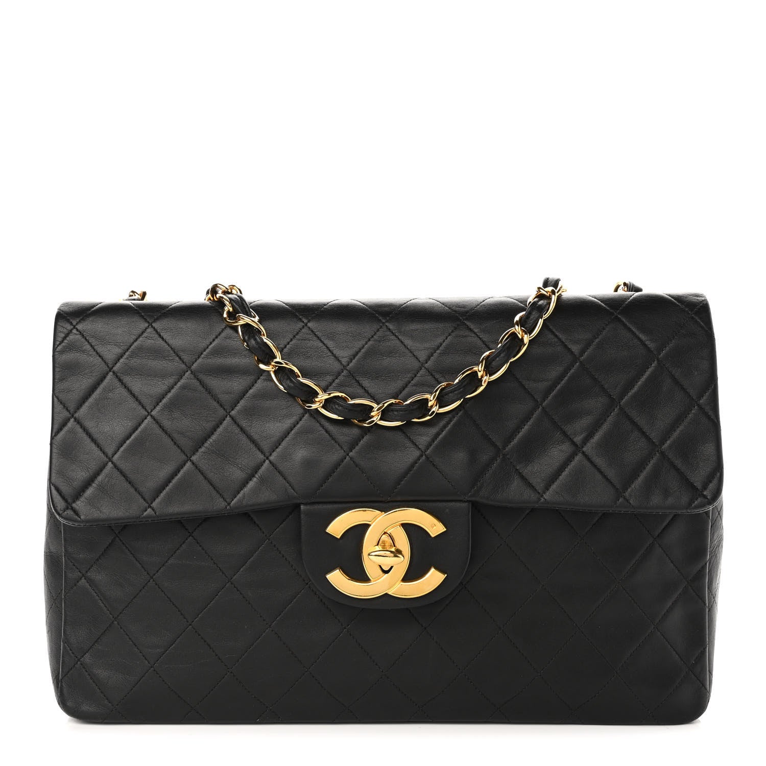 Chanel Lambskin Quilted XL Jumbo Single Flap Black 1 of 10