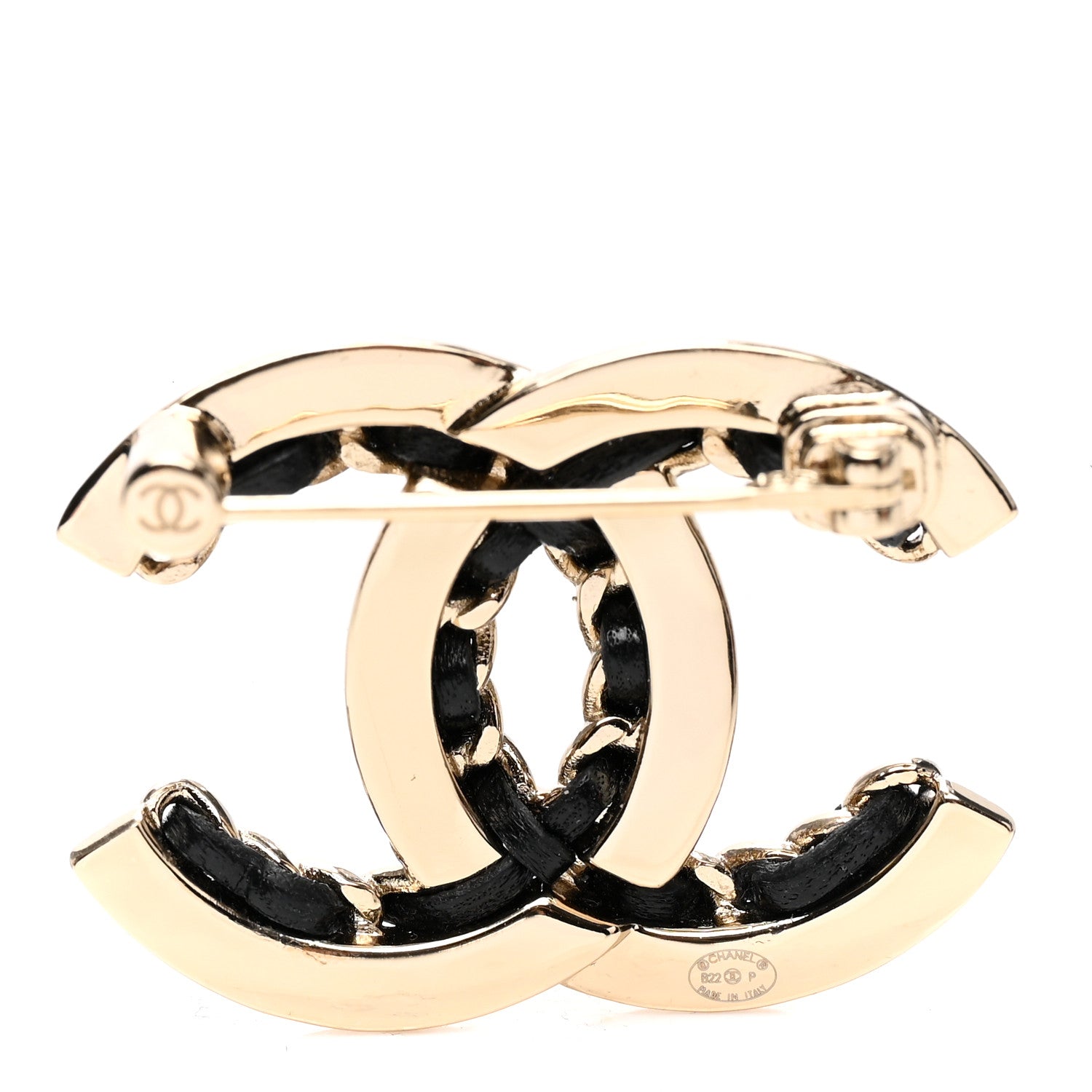 Chanel Lambskin Chain CC Chain Brooch Black Gold 3 of 5