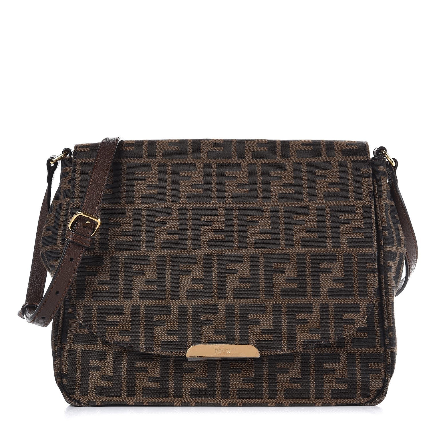 Fendi Zucca Vitello Artic Messenger Bag Tobacco Castagna 1 of 7