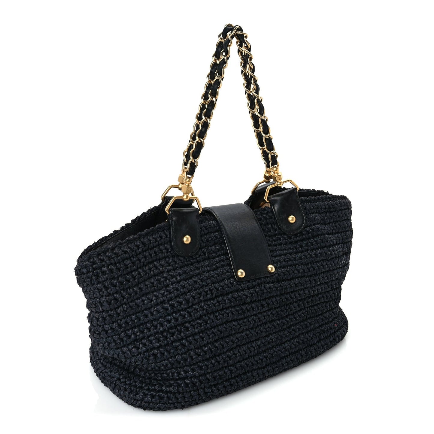 Straw Raffia Tote Black