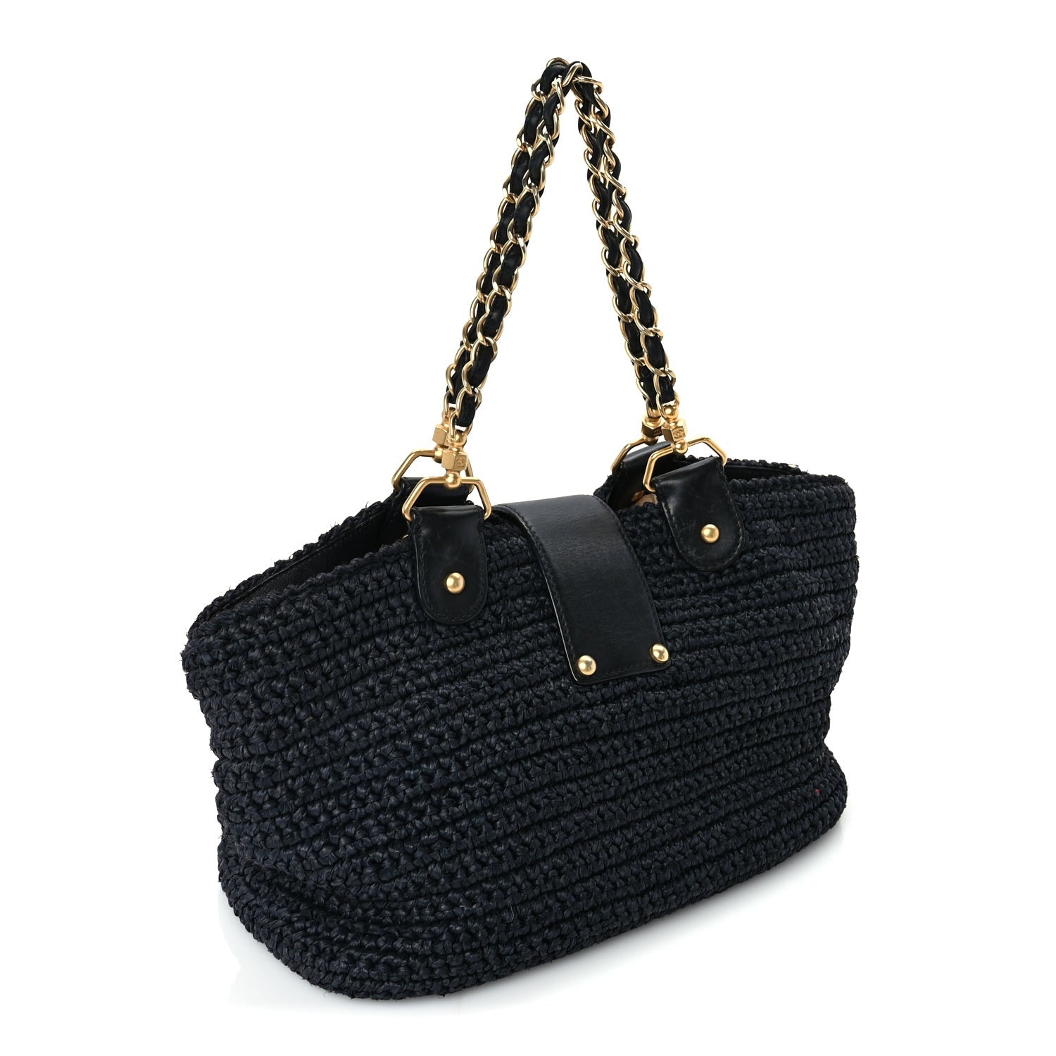 Chanel Straw Raffia Tote Black 2 of 9
