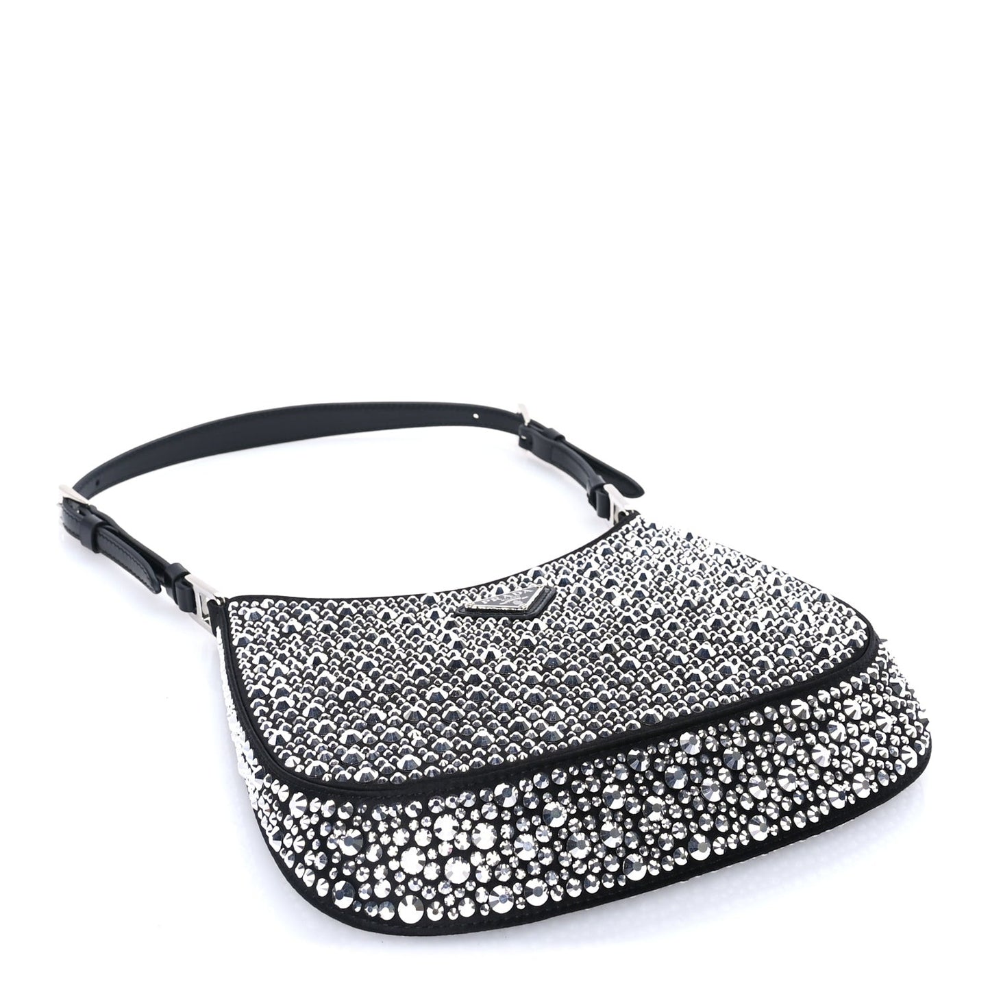 Satin Crystal Cleo Adjustable Strap Shoulder Bag  Metal