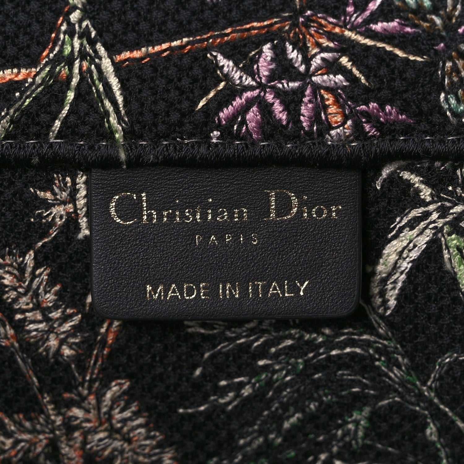 Christian Dior Canvas Embroidered Medium Herbarium Book Tote Black Multicolor 5 of 10