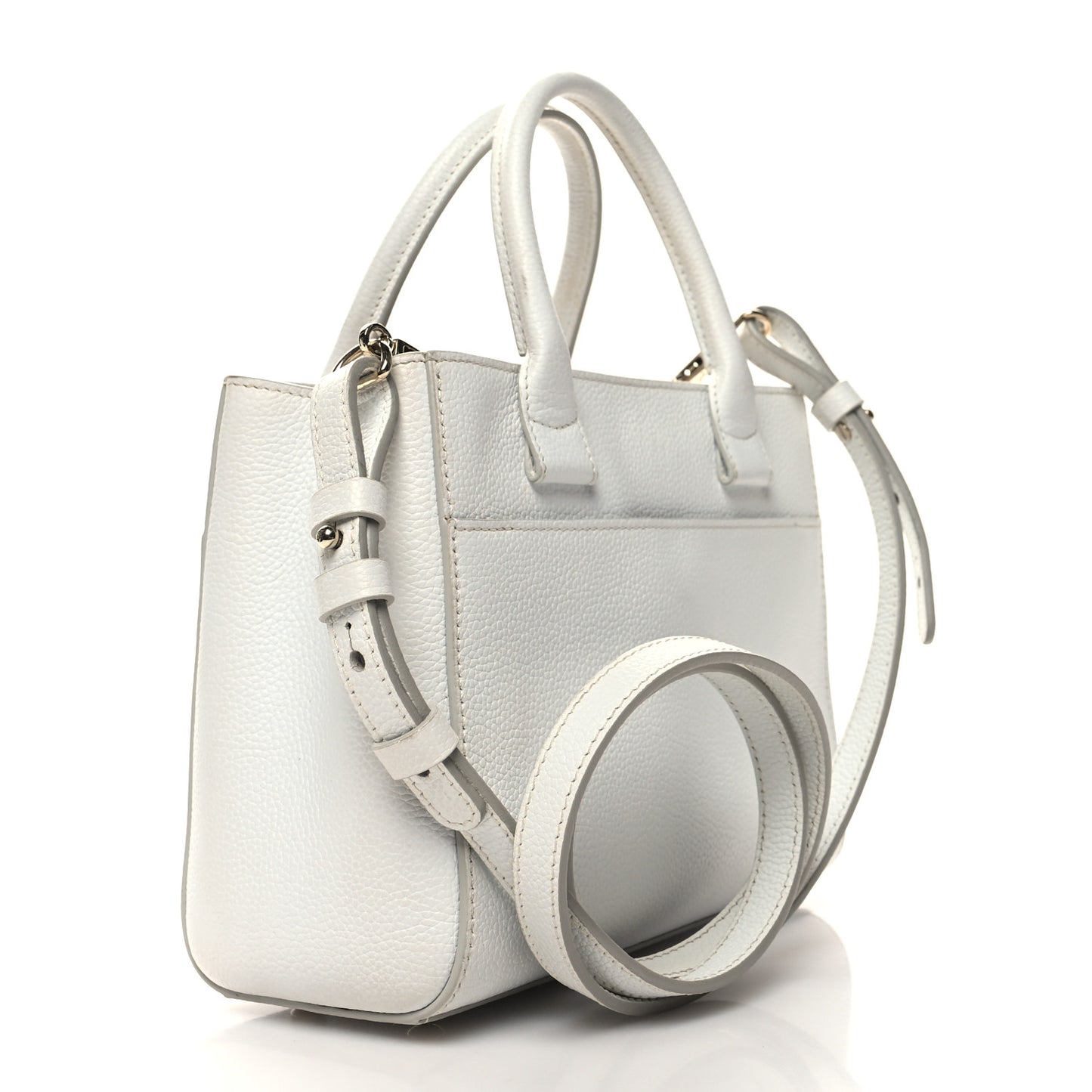 Grained Calfskin Mini Neo Executive Shopper Tote White