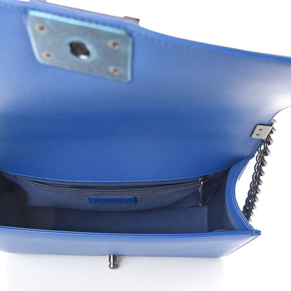 Chanel Calfskin Chevron Quilted New Medium Boy Flap Bright Blue 5 of 10