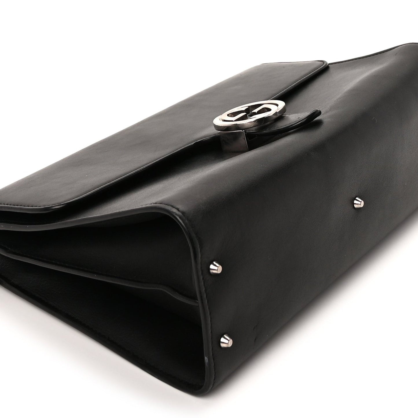 Moon Calfskin Medium Interlocking G Shoulder Bag  Black
