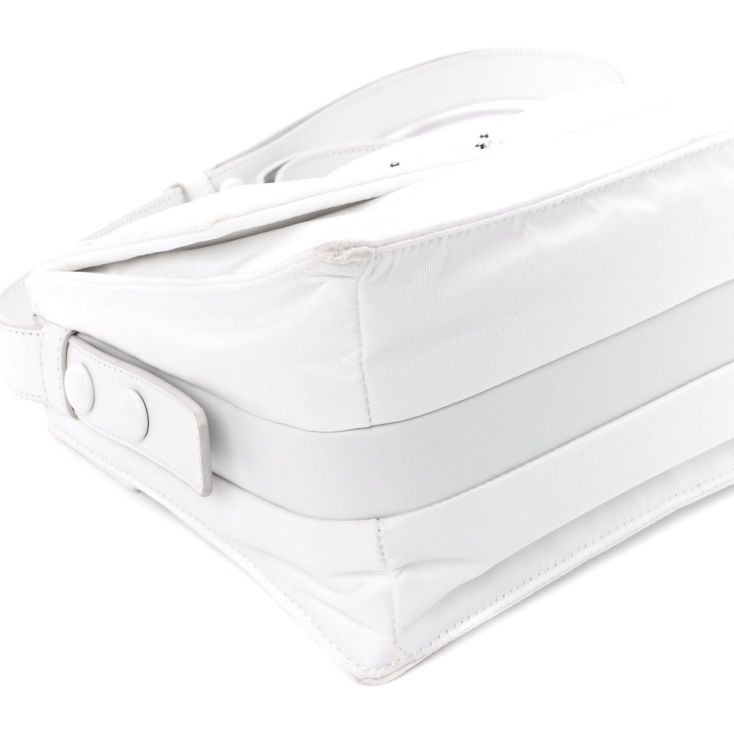Re-Nylon Vitello Padded Small Flap Shoulder Bag White