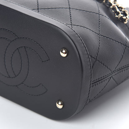 Chanel Calfskin Stitched Mini Drawstring CC Bag Black 10 of 11