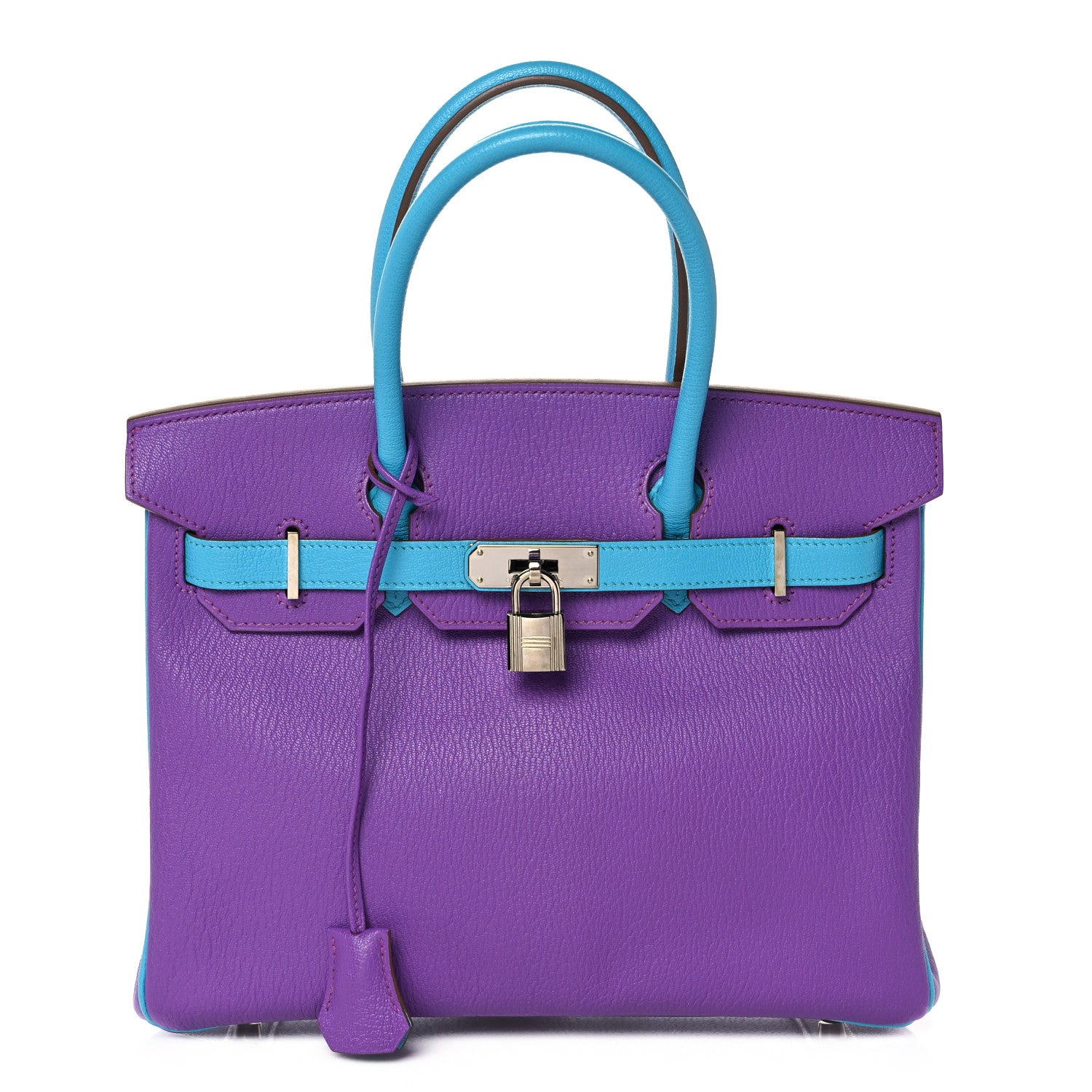 Hermes Chevre Horseshoe Birkin 30 Parme Bleu Aztec 1 of 35