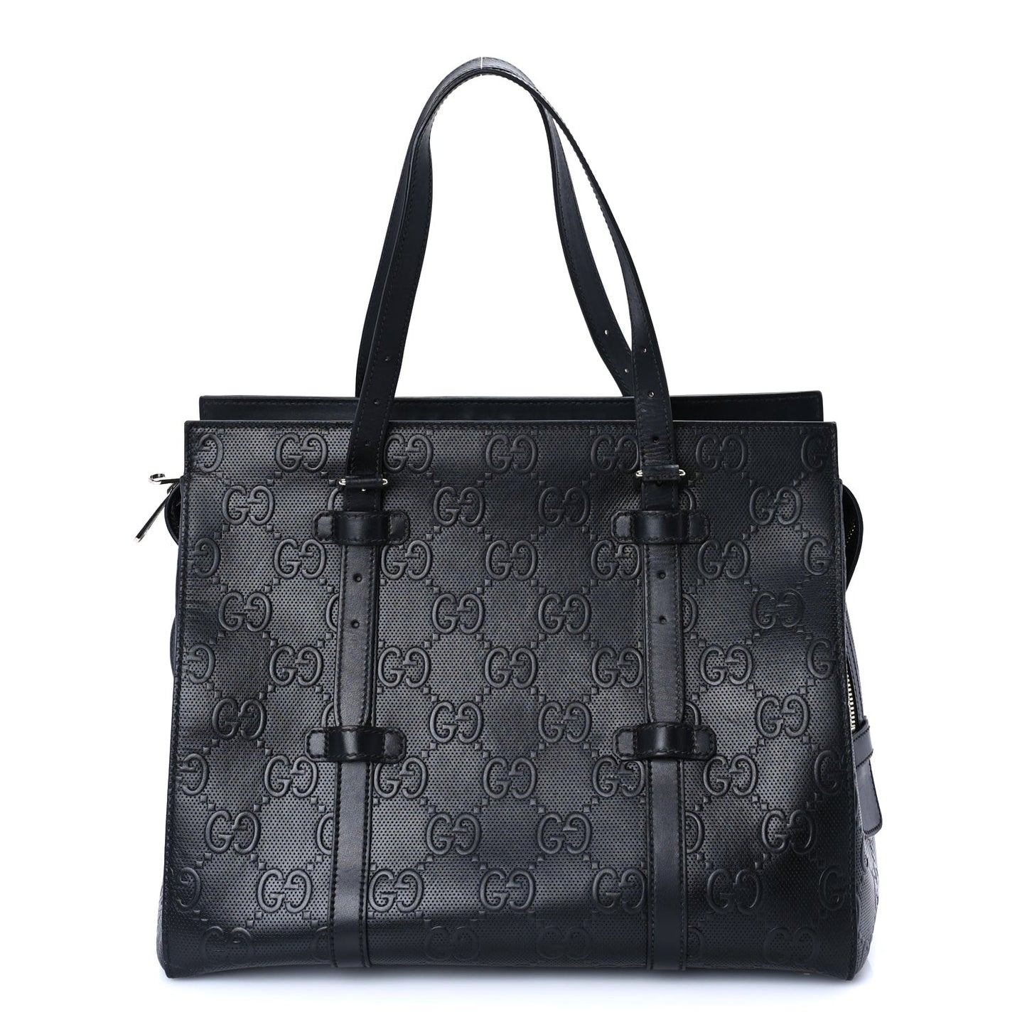Calfskin GG Tennis Embossed Tote Bag Black
