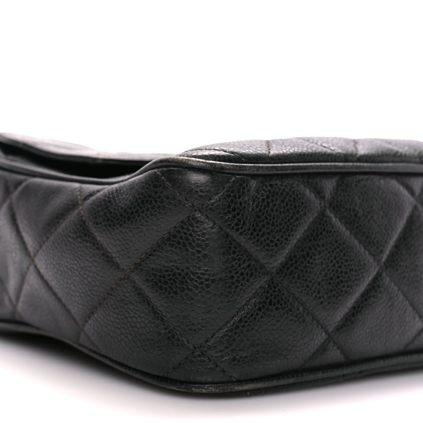Caviar Quilted Flap Shoulder Bag Black