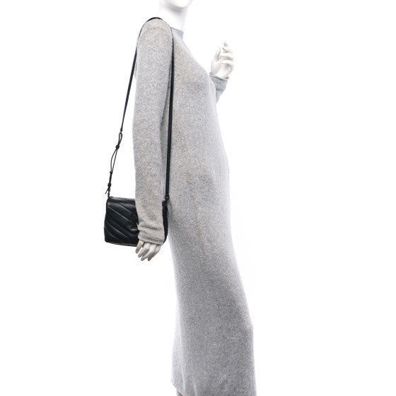 Saint Laurent Calfskin Y Quilted Monogram Monochrome Toy Loulou Crossbody Bag Black 2 of 7