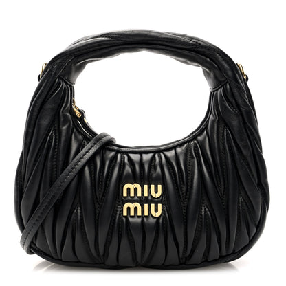 Miu Miu Nappa Matelasse Micro Wander Hobo Black 1 of 9