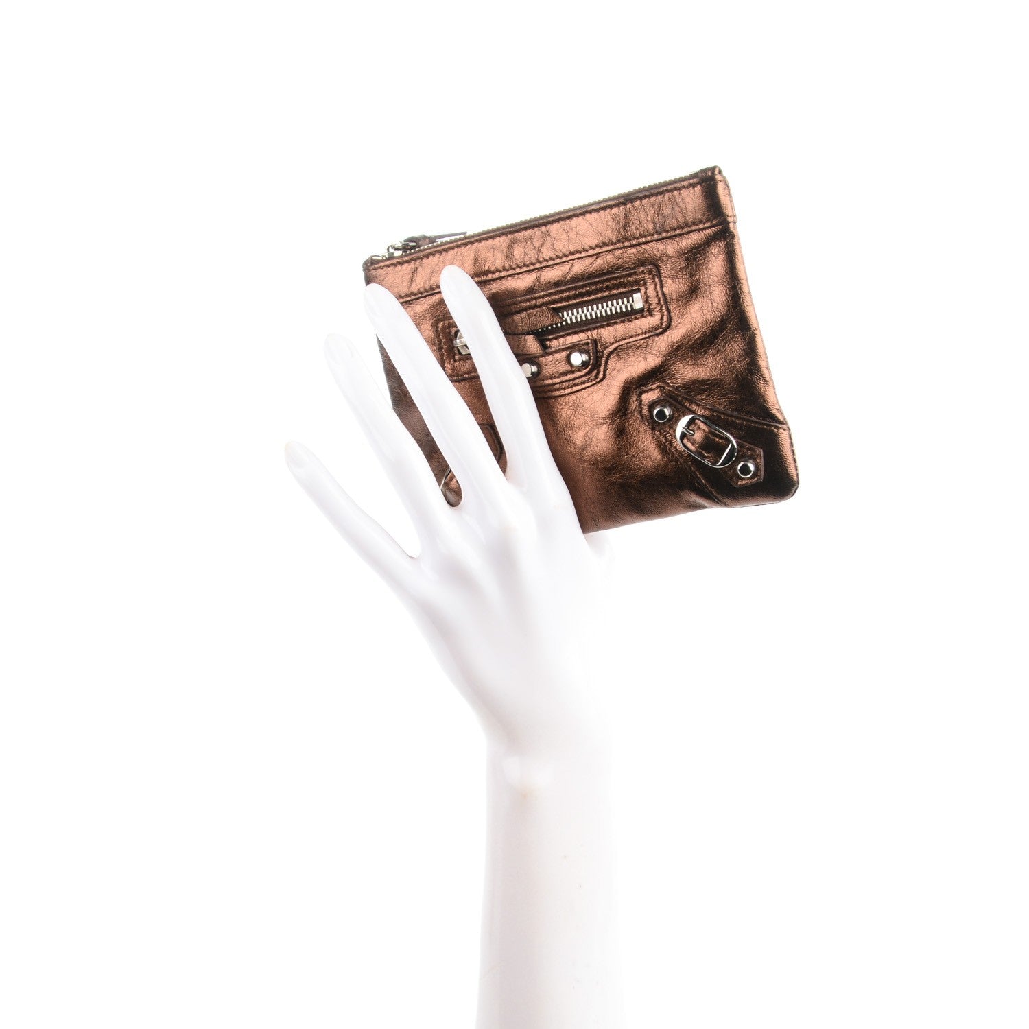 Balenciaga Metallic Agneau Silver Hardware M Porte-Monnaie Coin Purse Sparkle Bronze 2 of 7