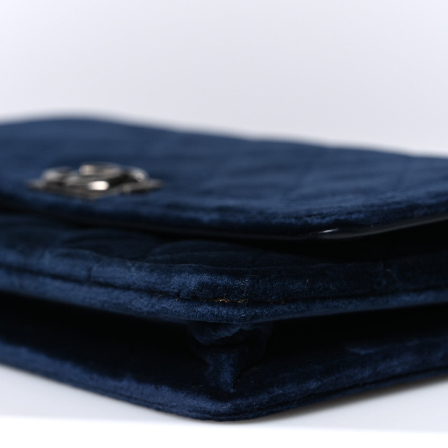 Chanel Velvet Quilted Boy Wallet On Chain WOC Blue 11 of 11
