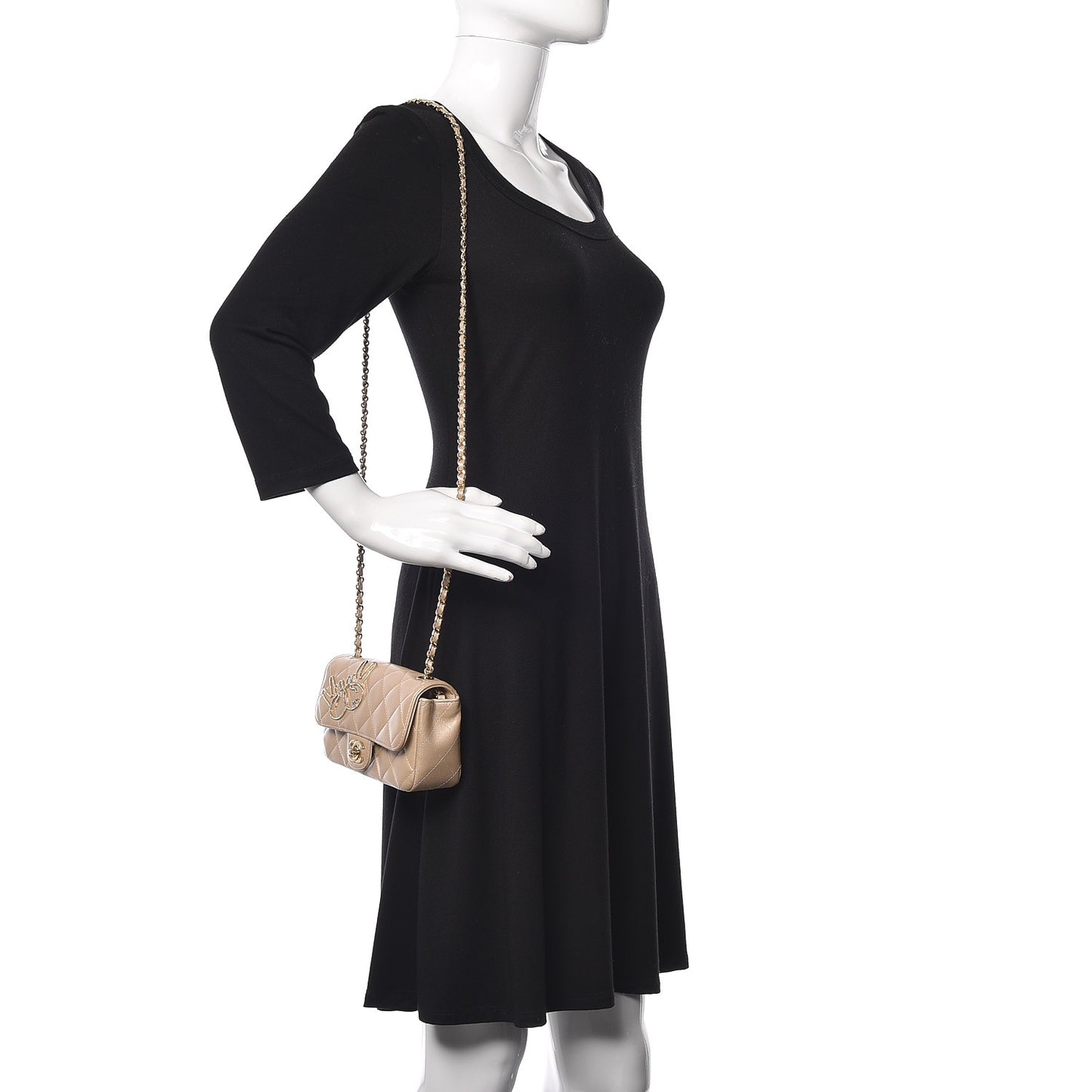 Metallic Lambskin Quilted Extra Mini V For Victory Flap Light Gold