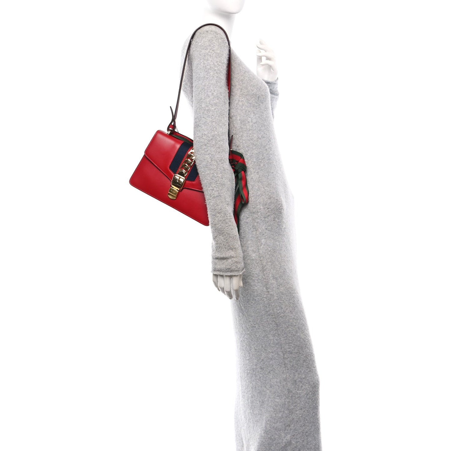 Calfskin Small Sylvie Shoulder Bag Hibiscus Red