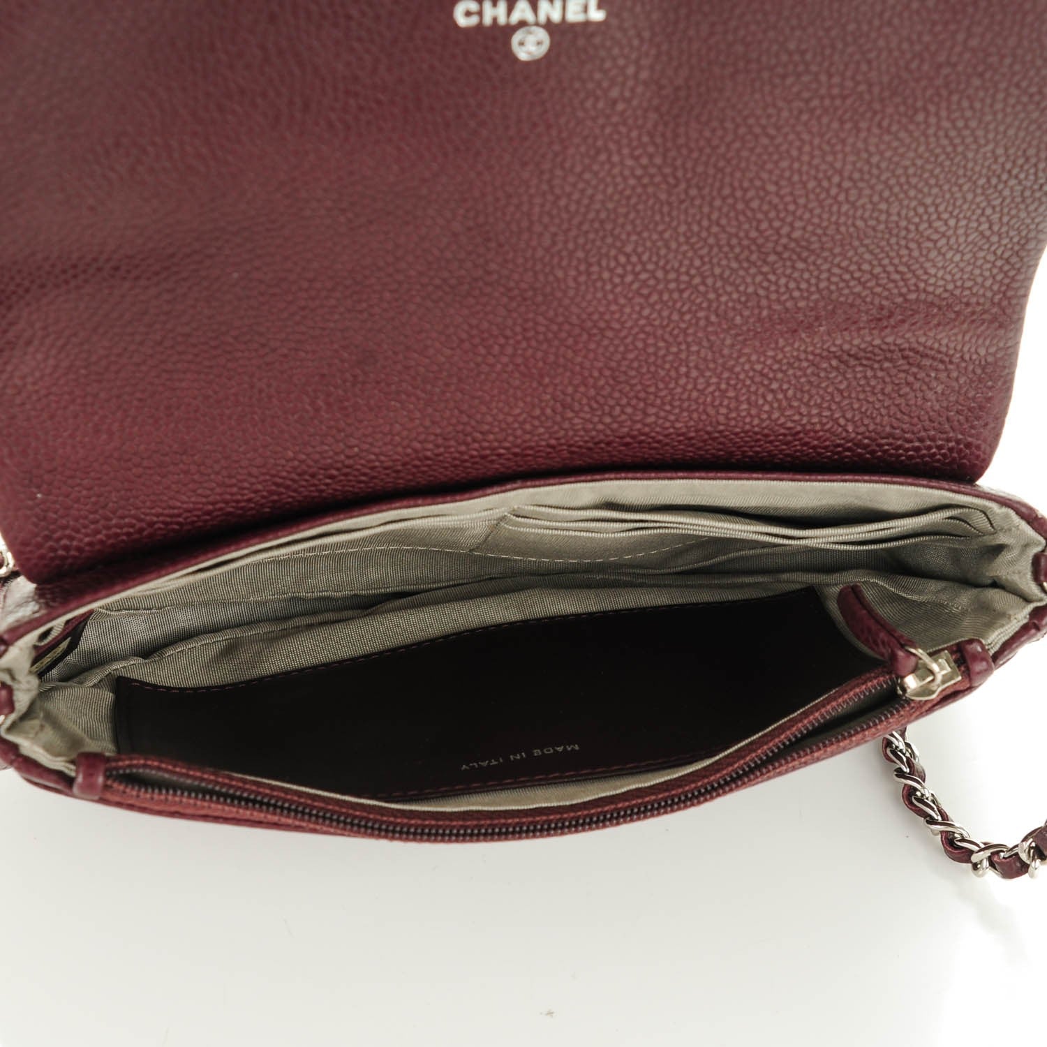 Chanel Caviar Half Moon Wallet On Chain WOC Bordeaux 5 of 8