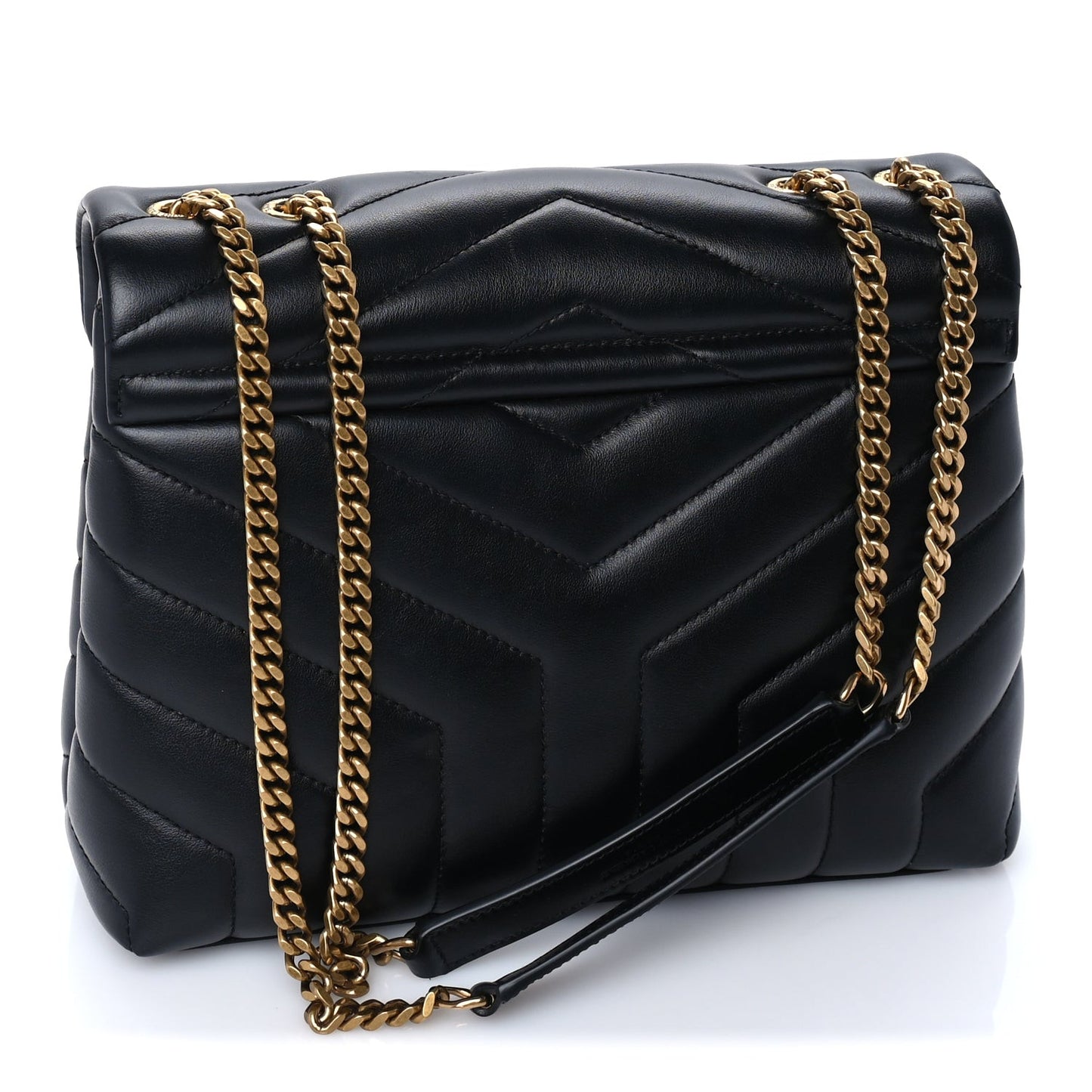 Calfskin Y Quilted Monogram Small Loulou Chain Satchel Black