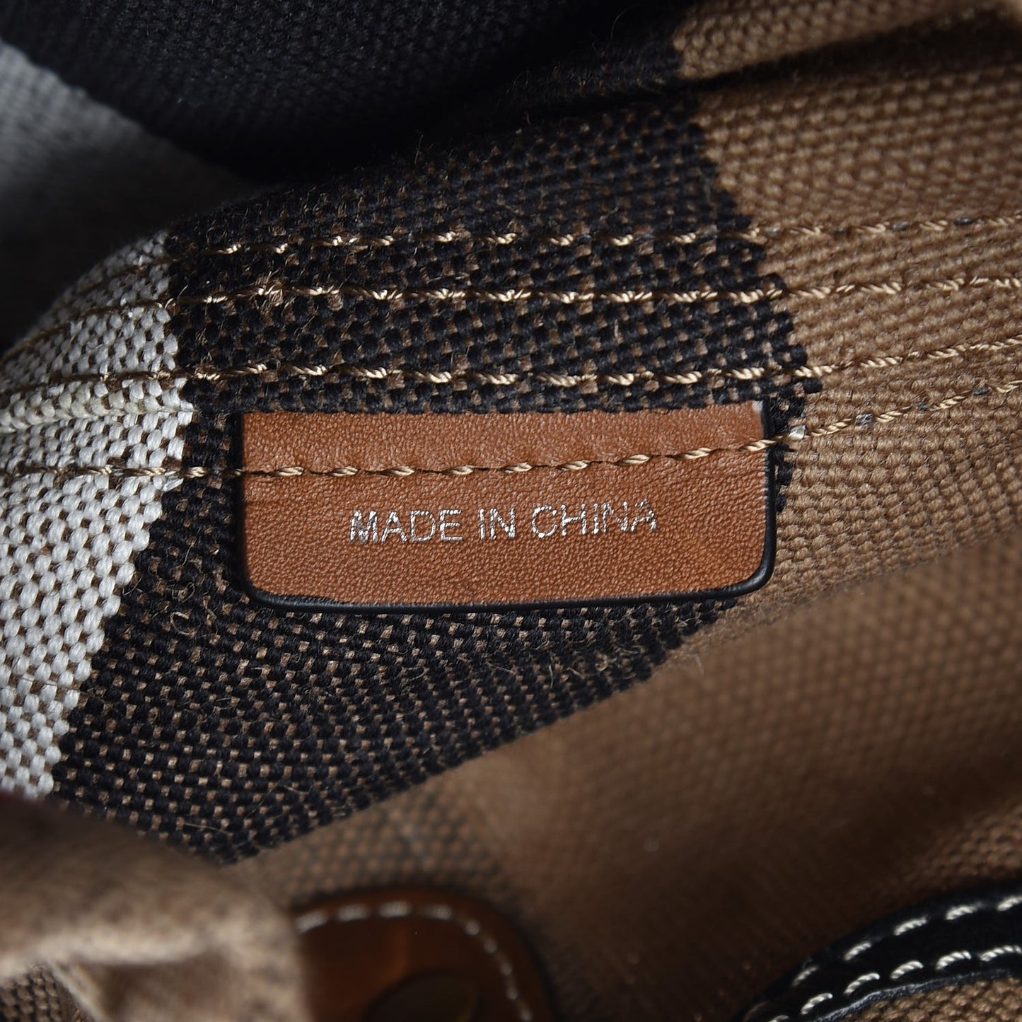 Canvas Mega Check Small Bucket Tan