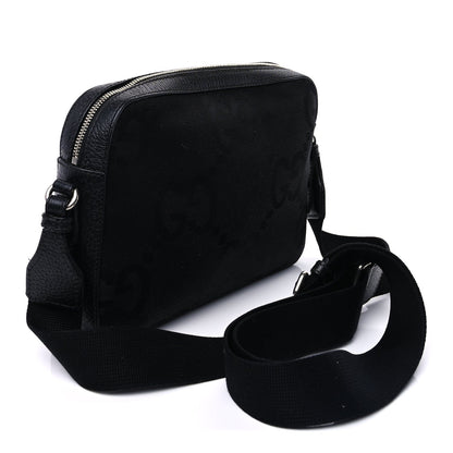Gucci Monogram Jumbo GG Textured Dollar Calfskin Messenger Shoulder Bag  Black 2 of 3