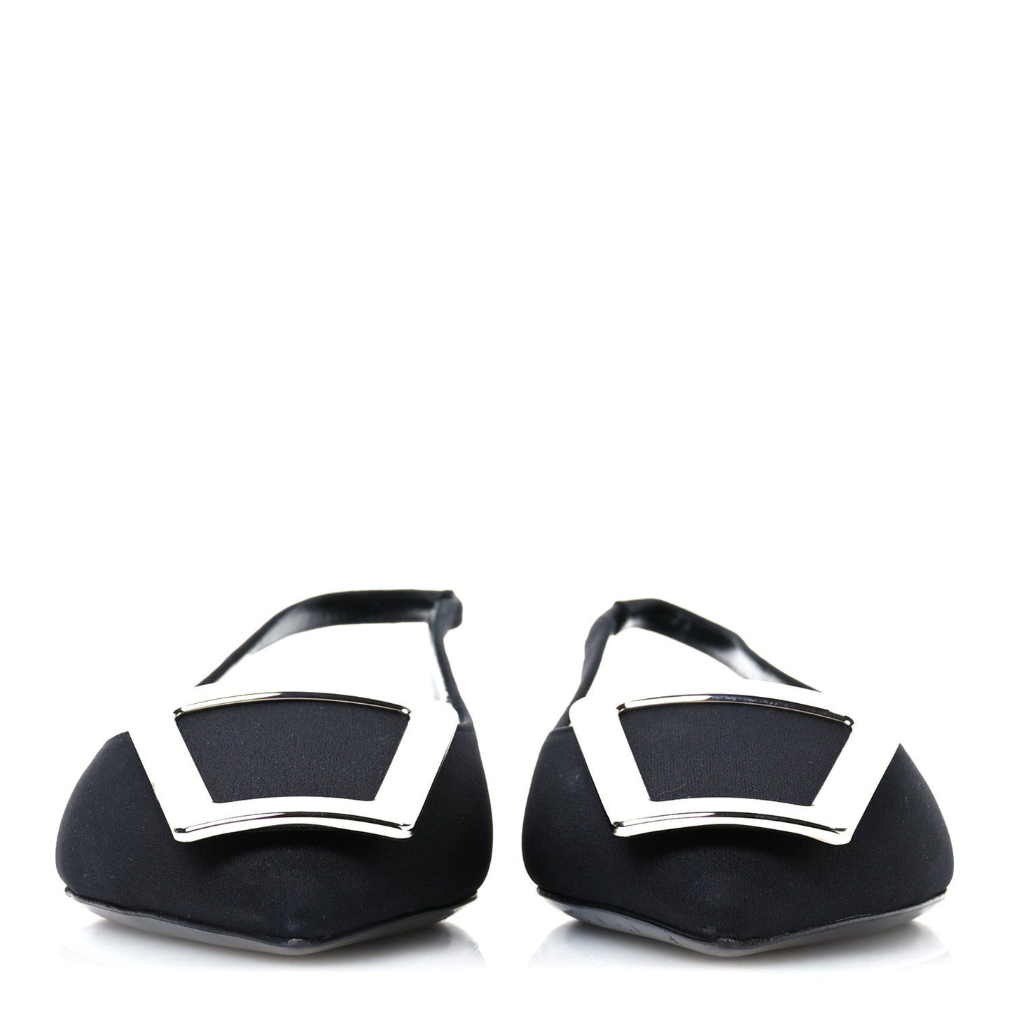 Crepe De Chine Vivi 10 Plate Slingback Flats 37 Black