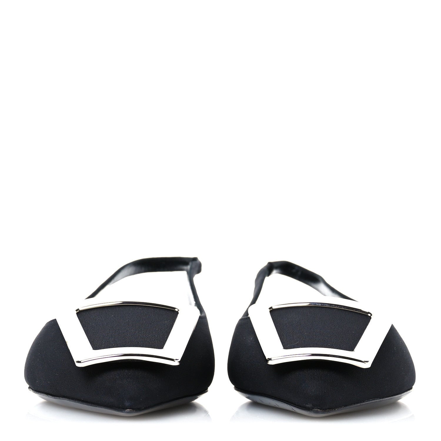 Saint Laurent Crepe De Chine Vivi 10 Plate Slingback Flats 37 Black 3 of 7