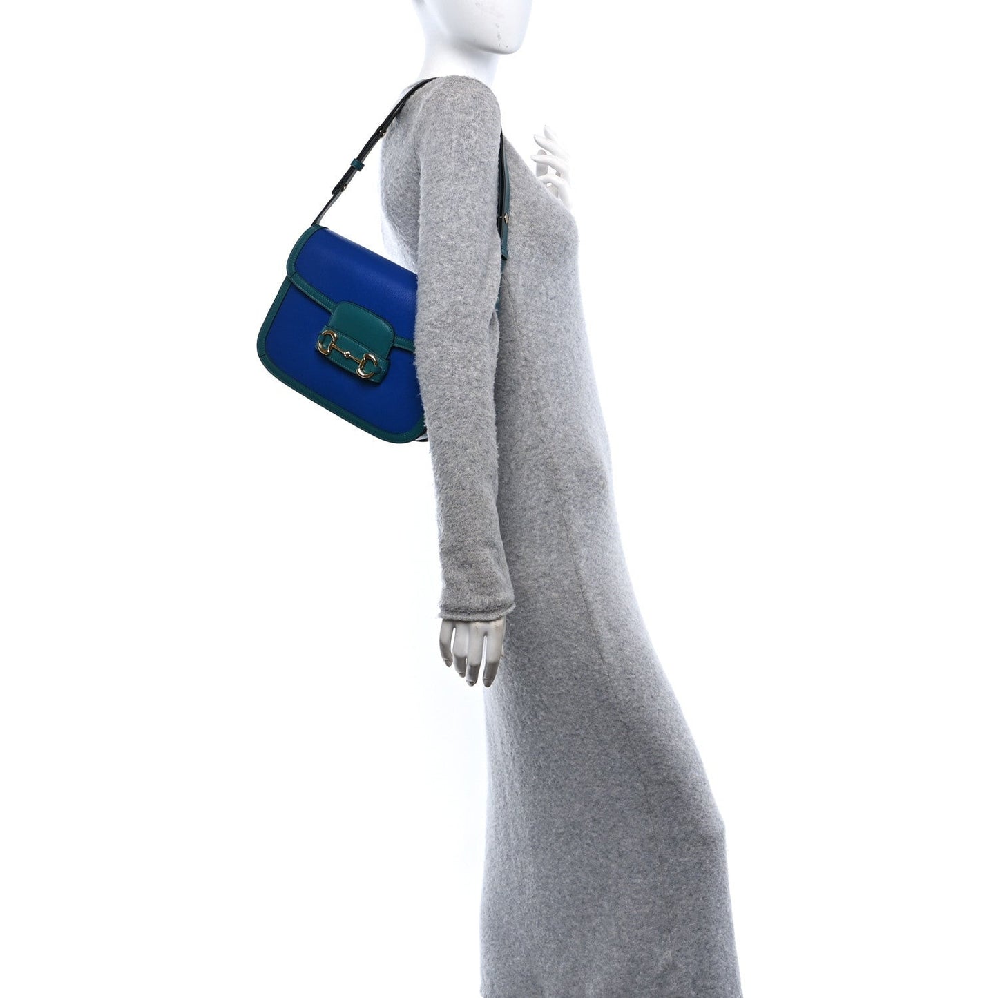 Azalea Calfskin Horsebit 1955 Shoulder Bag Imperial Blue Pavone