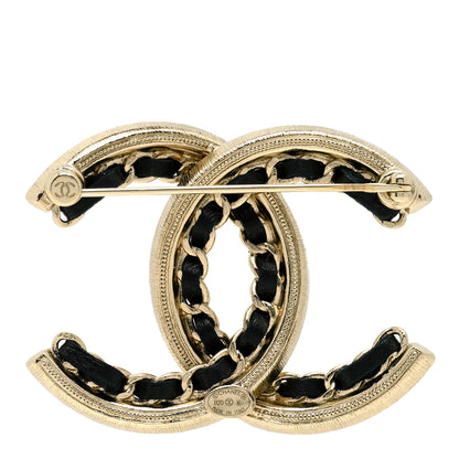 Chanel Lambskin Crystal CC Chain Brooch Black Gold 3 of 4