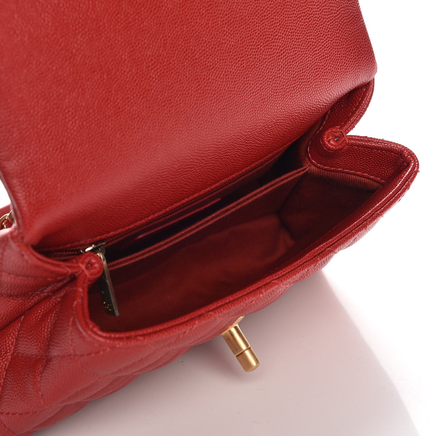 Caviar Quilted Mini Coco Handle Flap Red