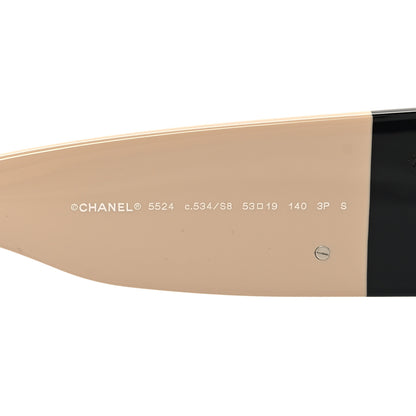 Chanel Acetate Polarized Rectangle Sunglasses 5524 Black Beige 5 of 8