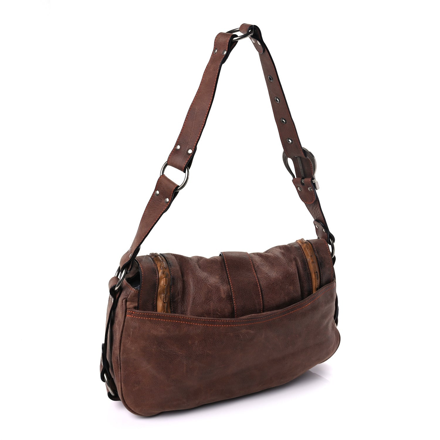 Christian Dior Calfskin Gaucho Double Saddle Bag Brown 2 of 7