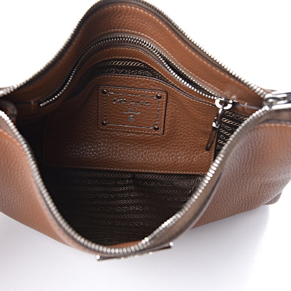 Prada Vitello Daino Zippered Crossbody Bag Brandy 5 of 9