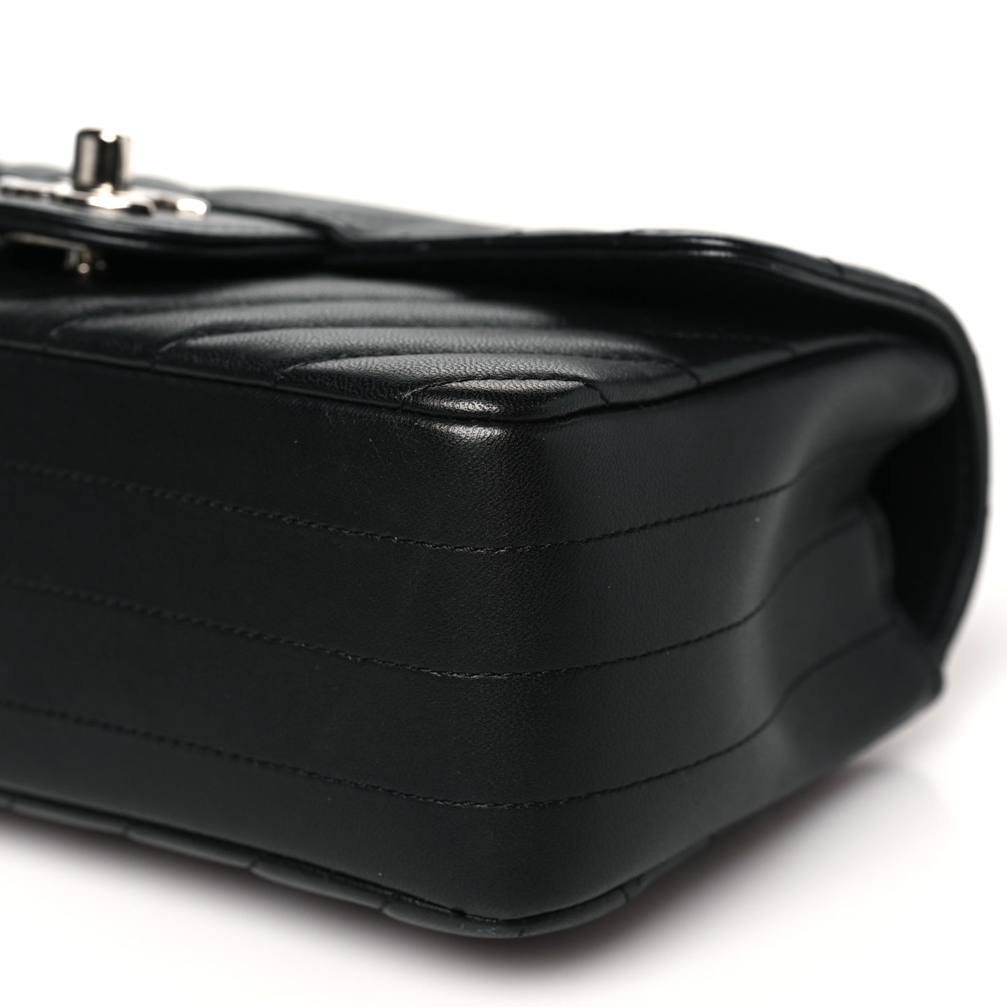 Lambskin Chevron Quilted Mini Rectangular Flap Black