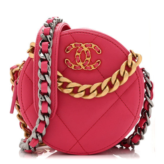 Chanel Lambskin Quilted 19 Round Clutch With Chain Pink 1 of 1