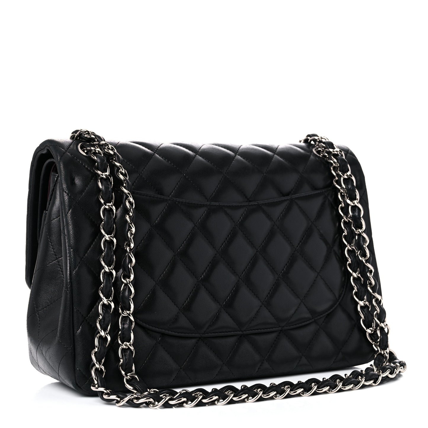 Lambskin Quilted Jumbo Double Flap Black