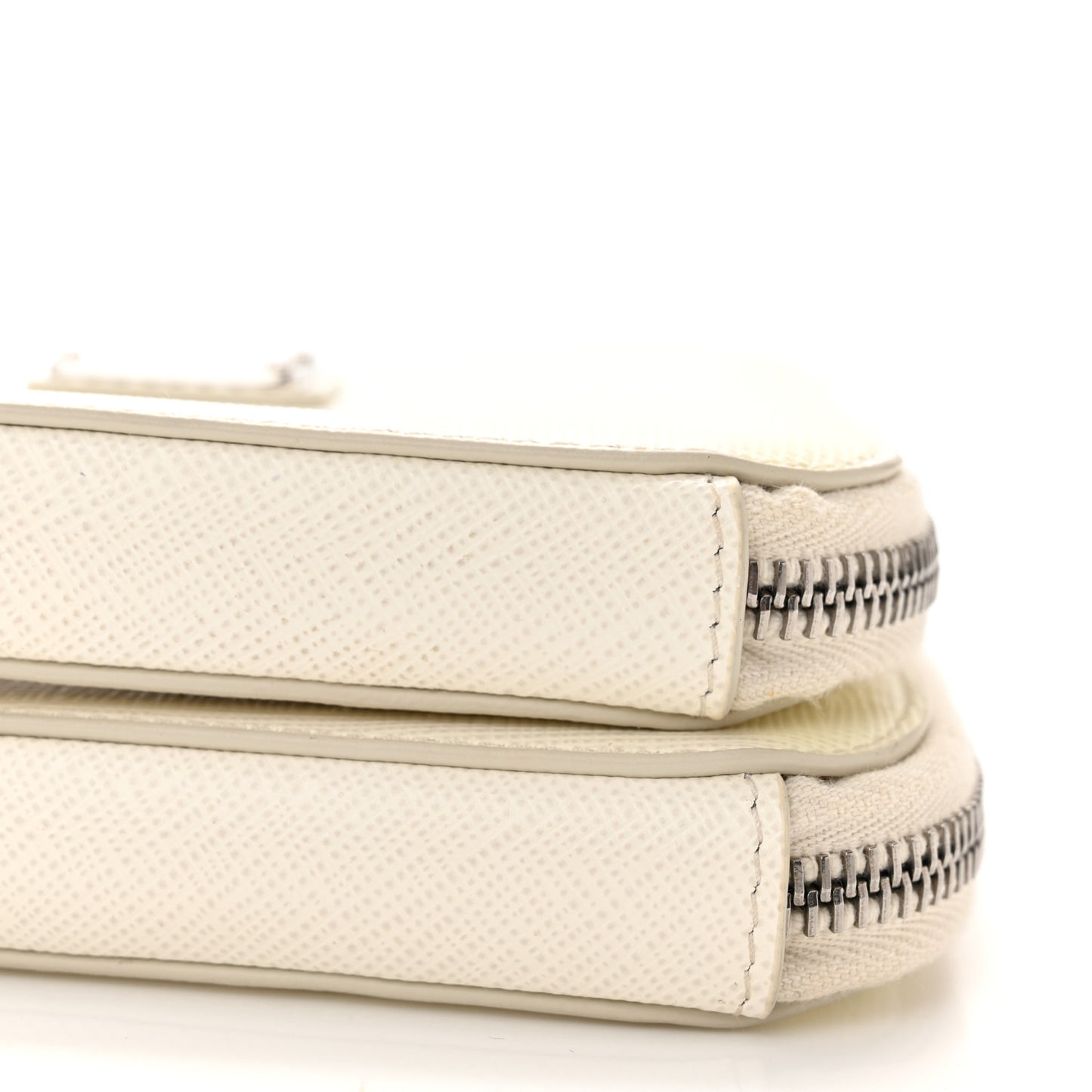 Saffiano Mini Triangle Crossbody Pouch White