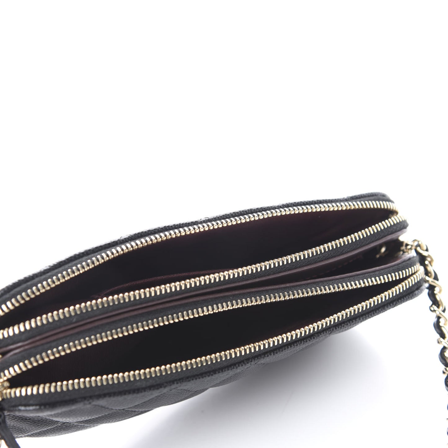 Caviar Quilted Small Clutch With Chain Black