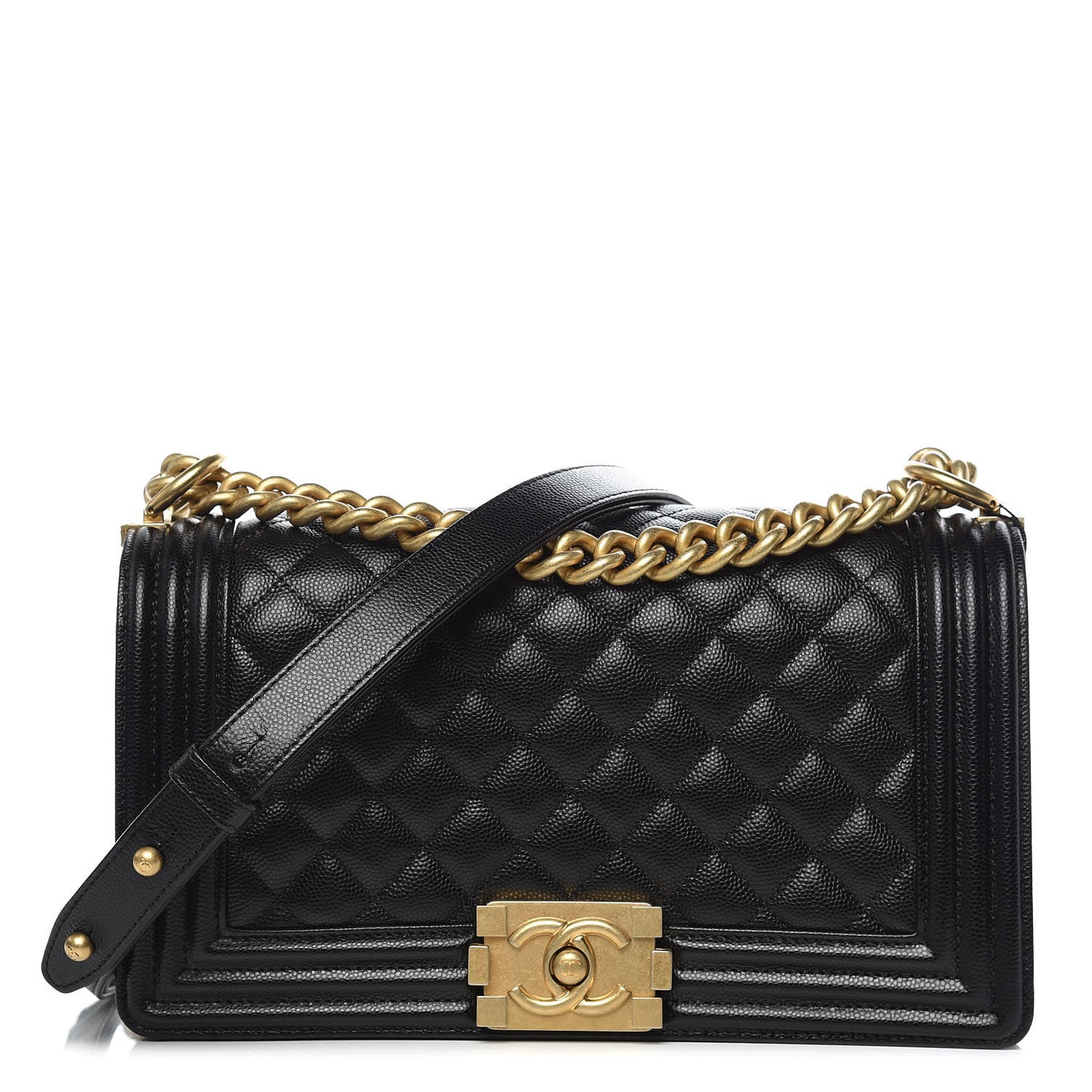 Caviar Quilted Medium Boy Flap Black