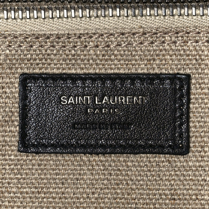 Saint Laurent Linen Calfskin Rive Gauche Tote Optic White 6 of 8