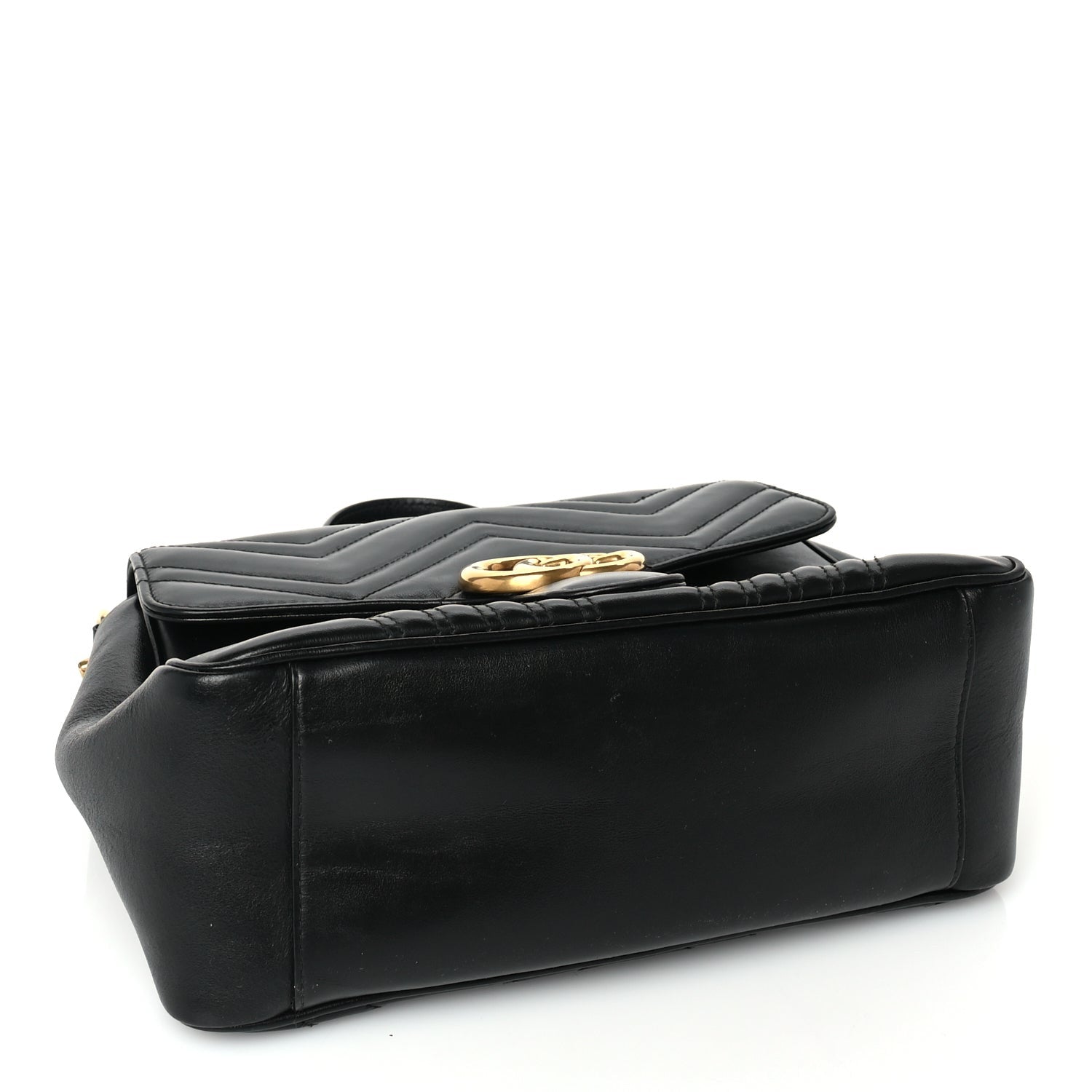 Gucci Calfskin Matelasse Small GG Marmont Top Handle Shoulder Bag Black 3 of 8