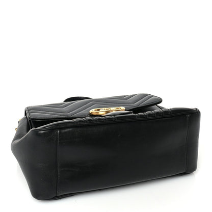 Gucci Calfskin Matelasse Small GG Marmont Top Handle Shoulder Bag Black 3 of 8