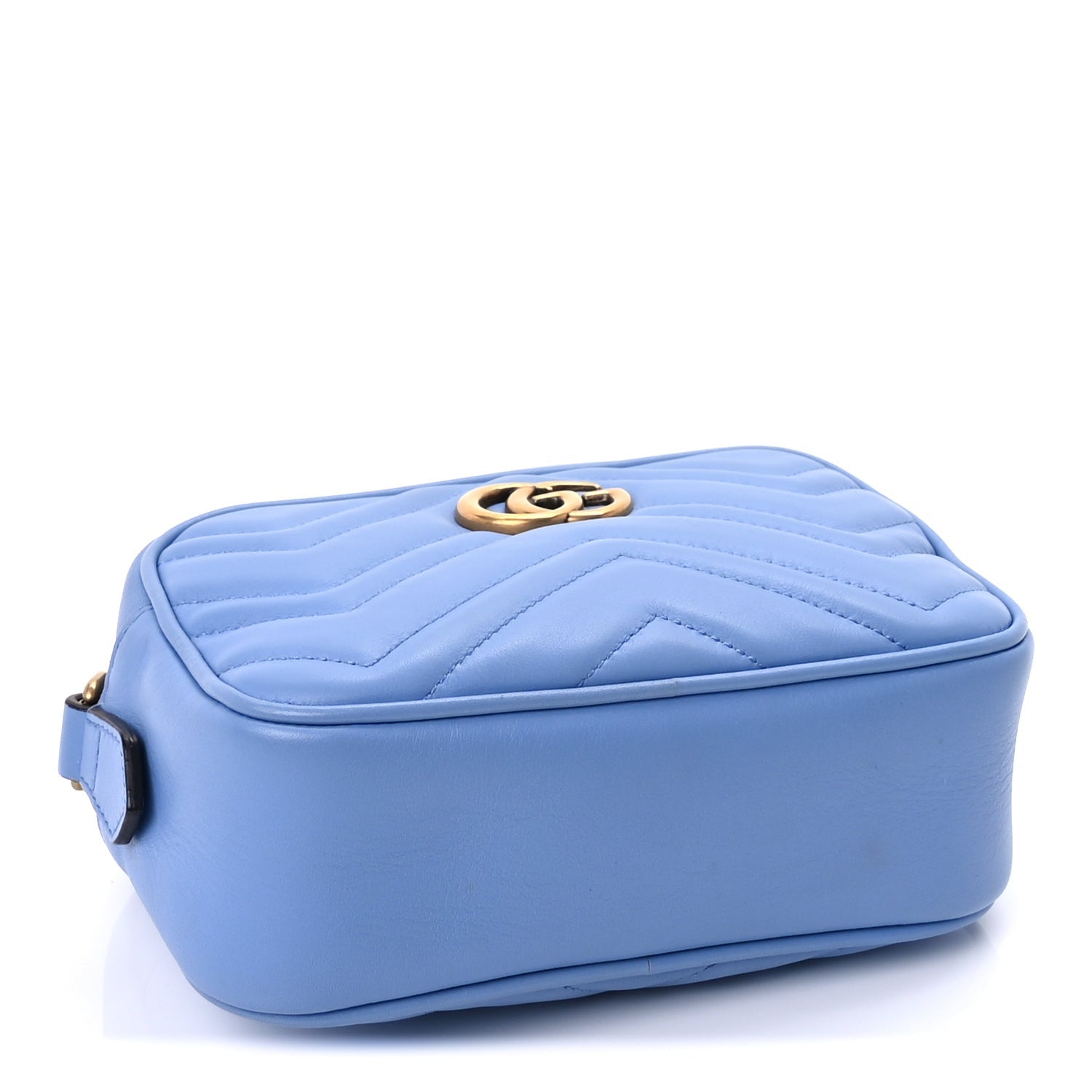 Gucci Calfskin Matelasse Mini GG Marmont Chain Shoulder Bag Clear Sky Blue 3 of 8