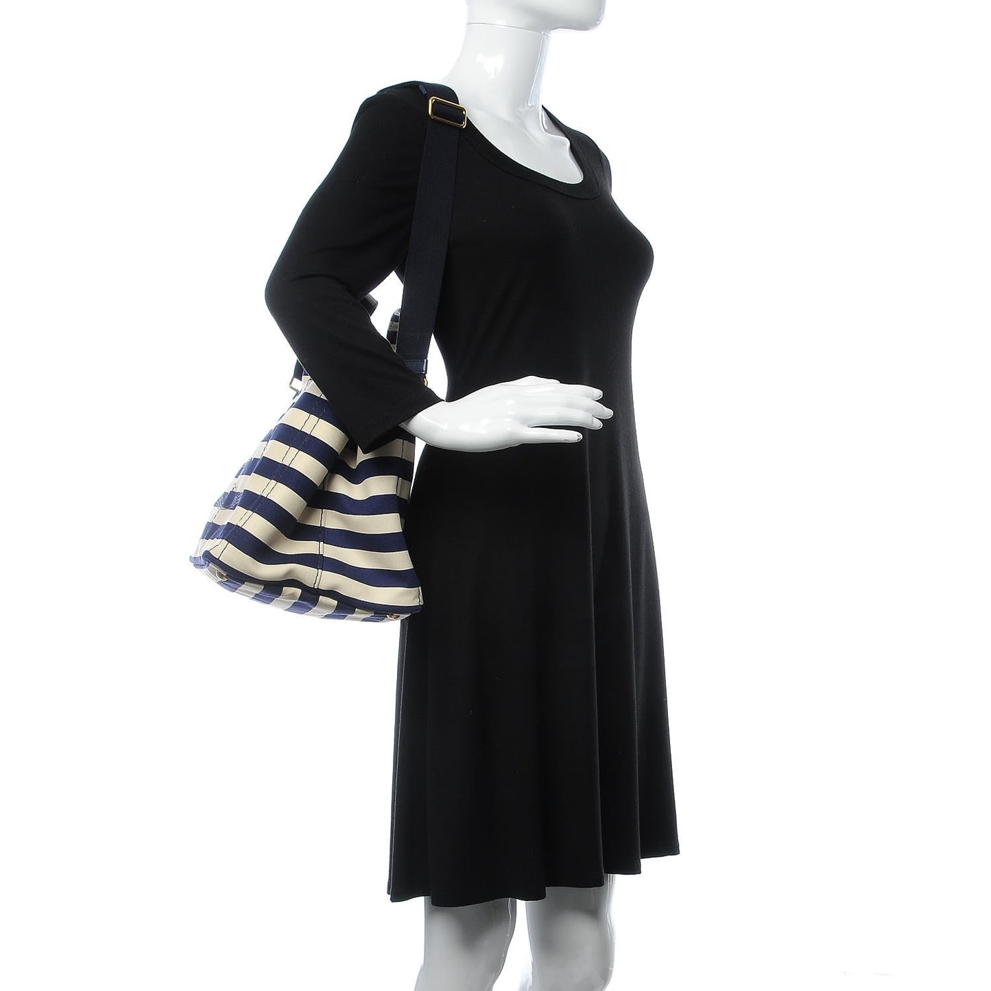 Canapa Striped Logo Tote Navy