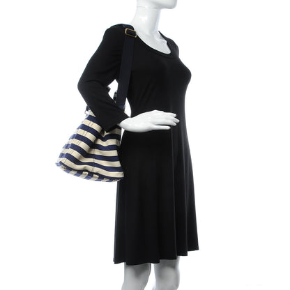 Prada Canapa Striped Logo Tote Navy 3 of 8