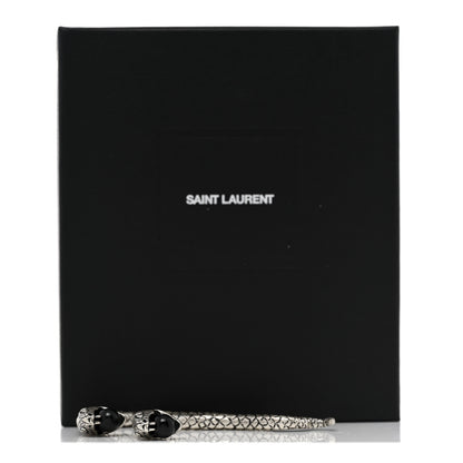 Saint Laurent Brass Bead Snake Earrings Silver 6 of 6