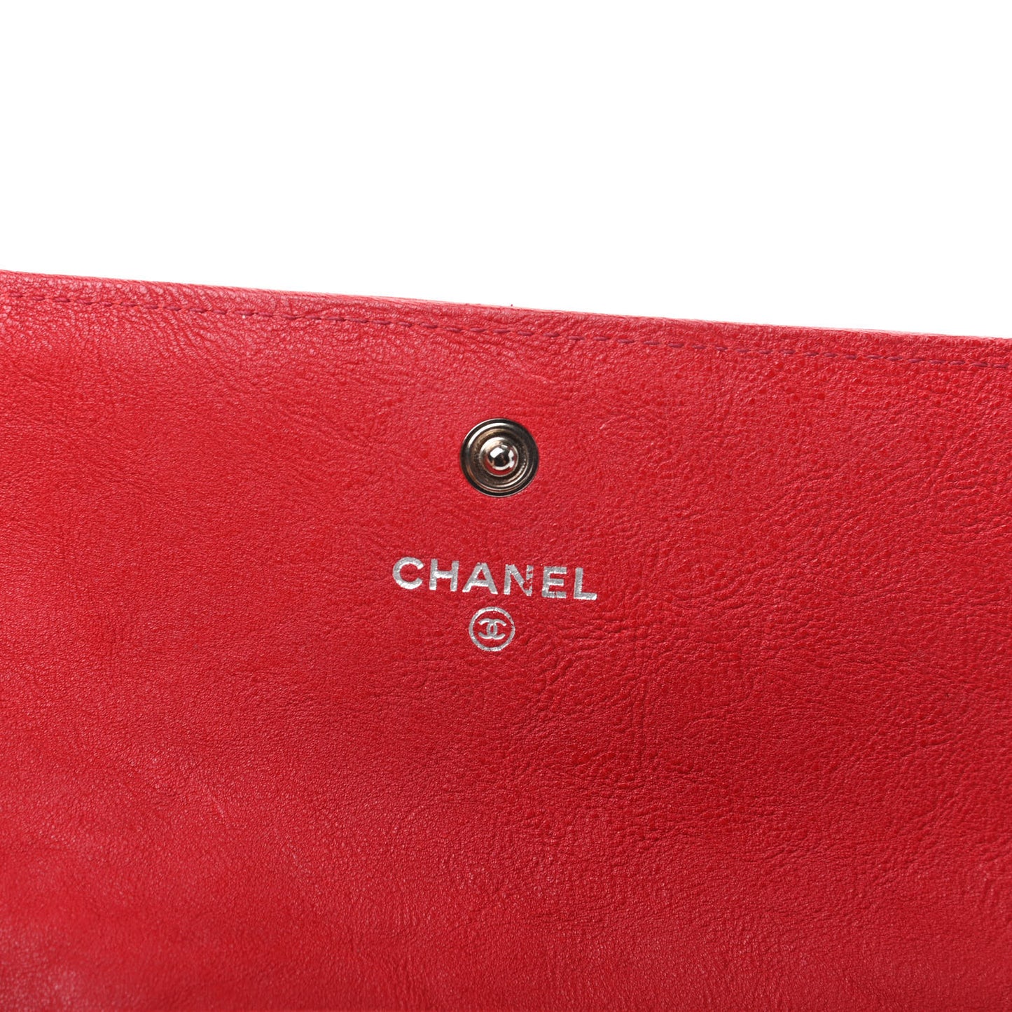 Calfskin Quilted Boy Chain Around Flap Wallet Red